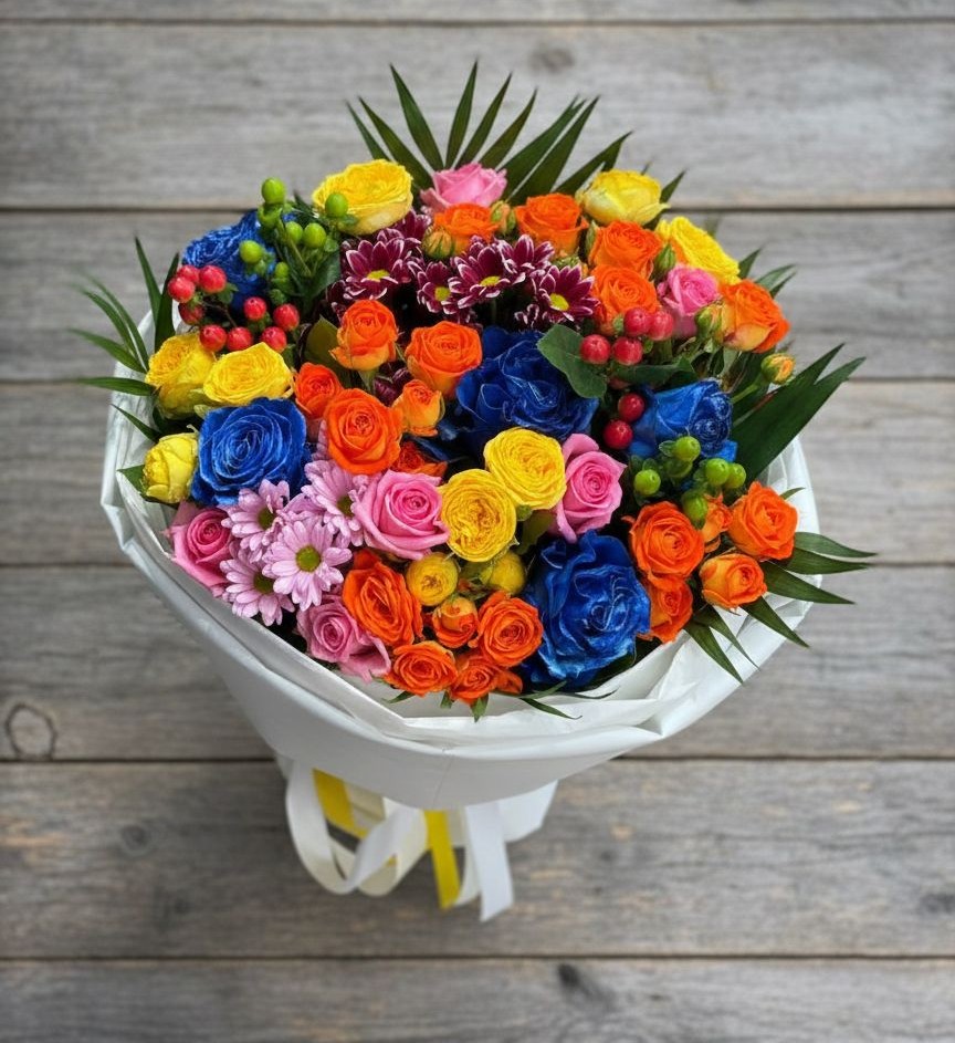 Букет цветов из: Розы и Хризантемы в Каменномостском