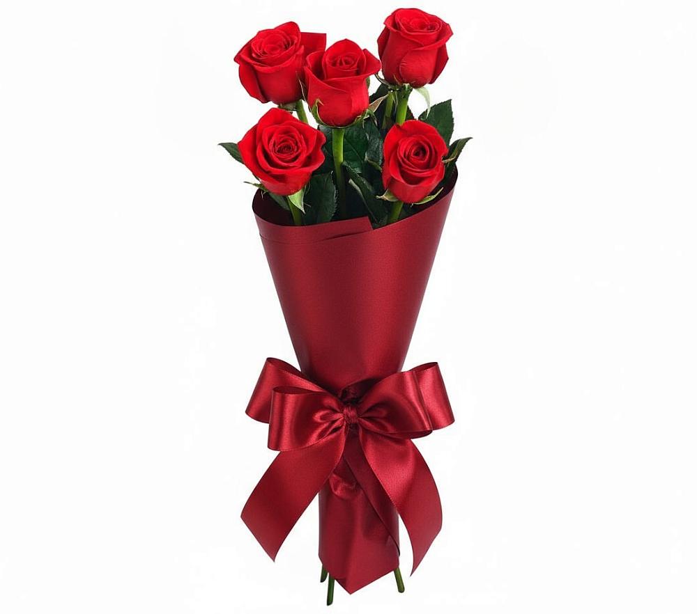 Букет 5 Красных роз Эдлесс Лав в Каменномостском