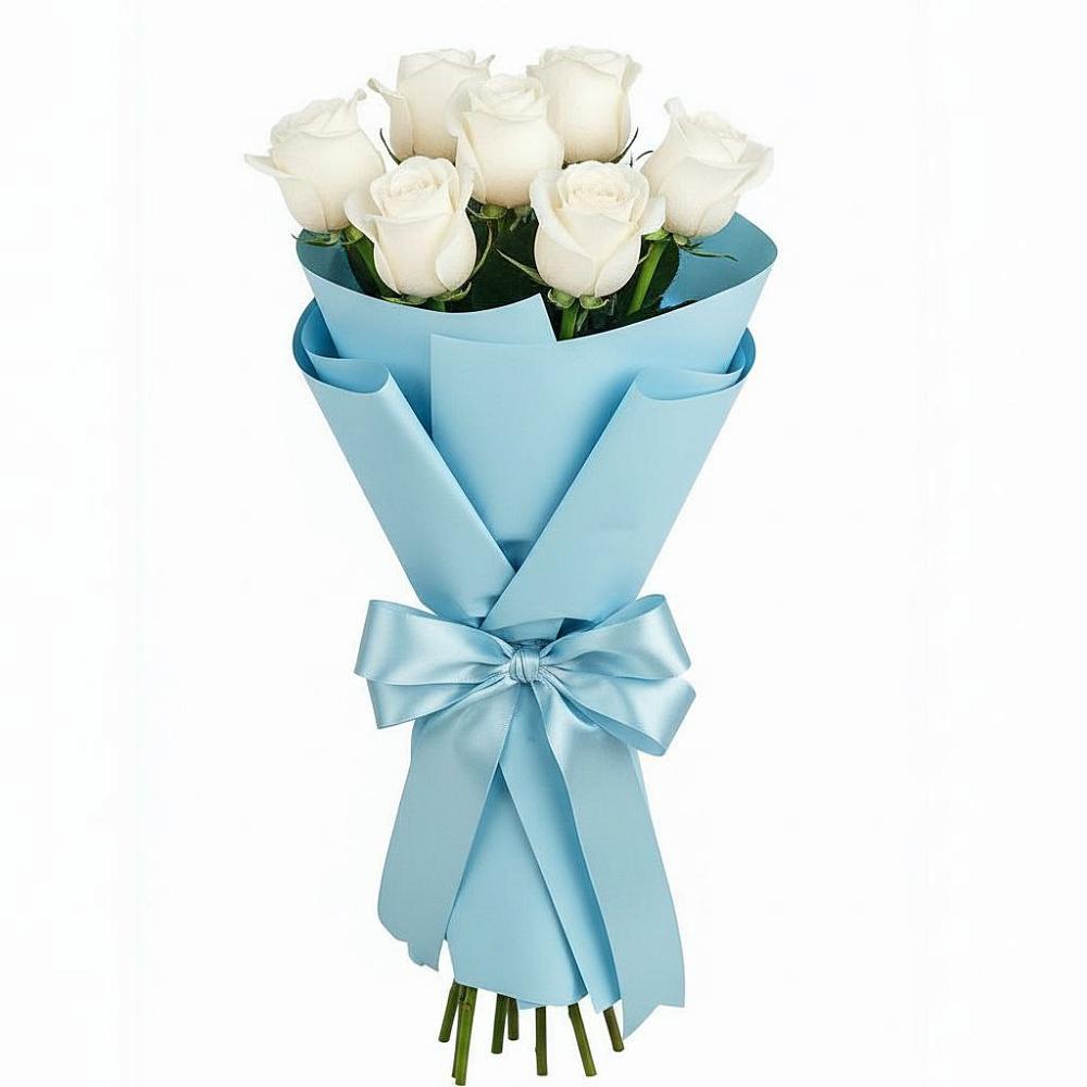 Букет 7 белых роз Проуд в Каменномостском