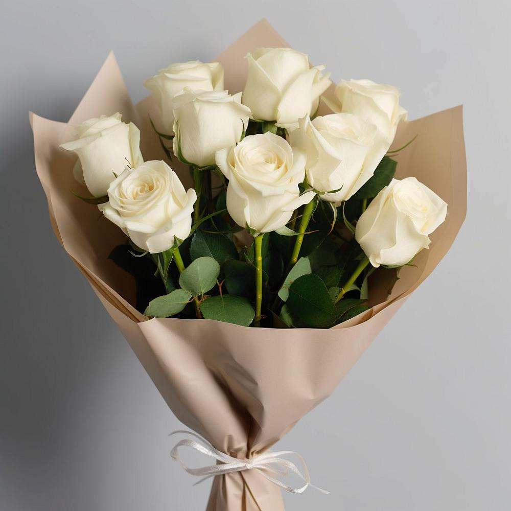 Букет 9 Белых роз Эдлесс Лав в Каменномостском