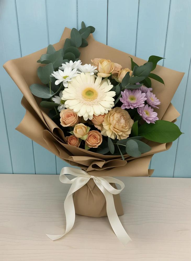 Букет цветов из: Герберы и Хризантемы в Каменномостском