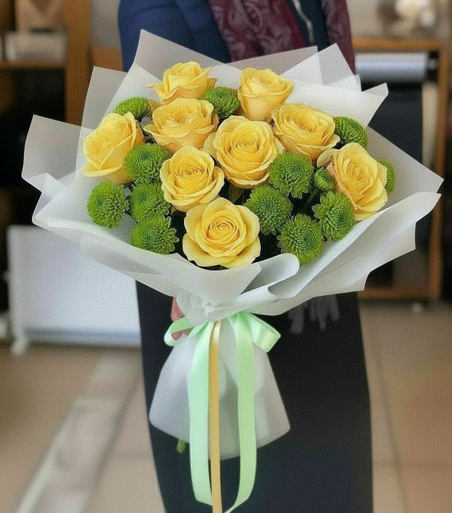 Букет цветов из: Хризантемы и Розы в Каменномостском