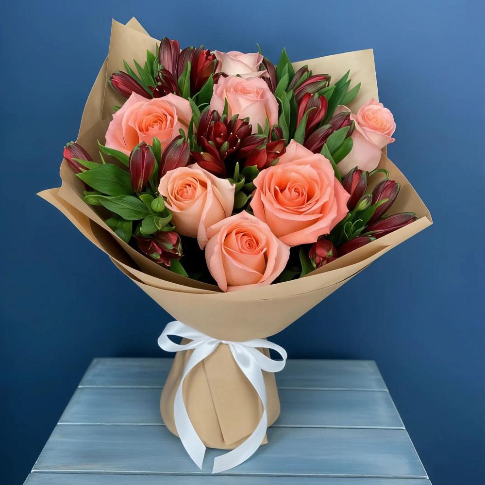 Букет цветов из: Розы и Альстромерии в Каменномостском