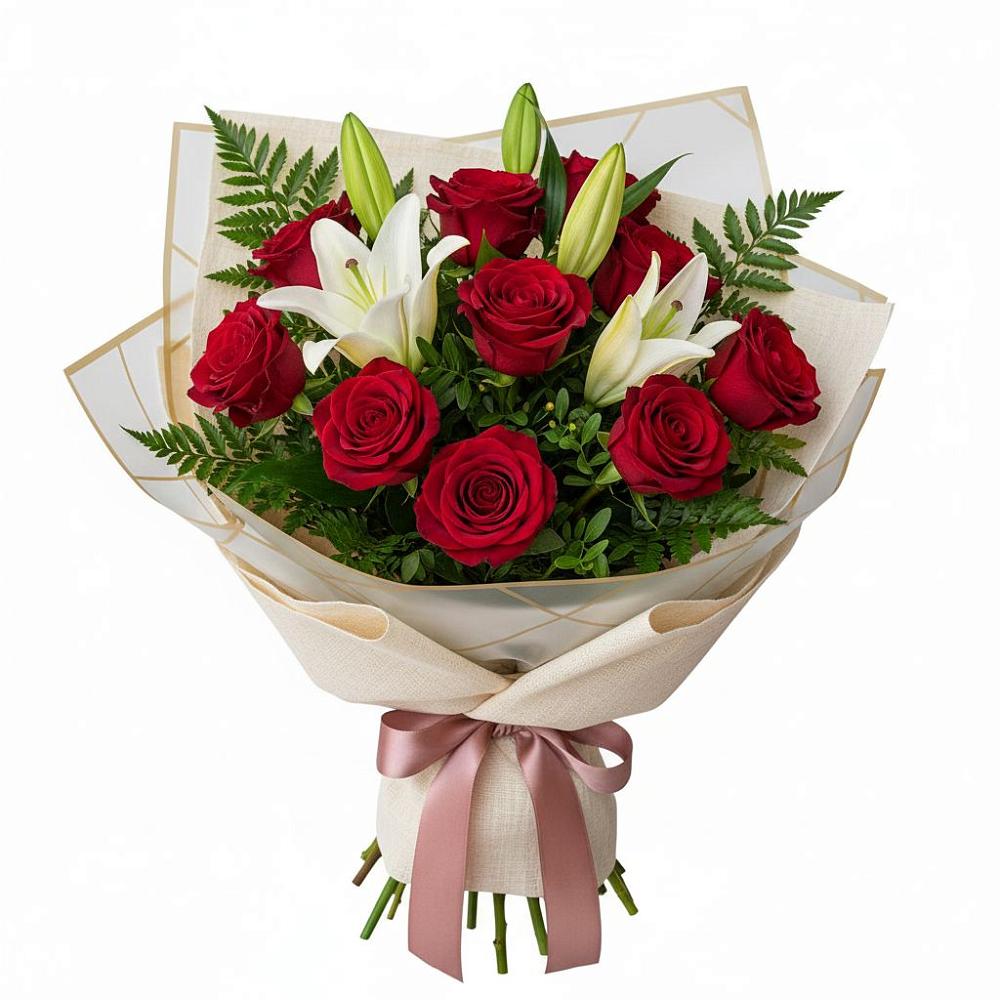 Букет цветов из: Лилии и Розы в Каменномостском