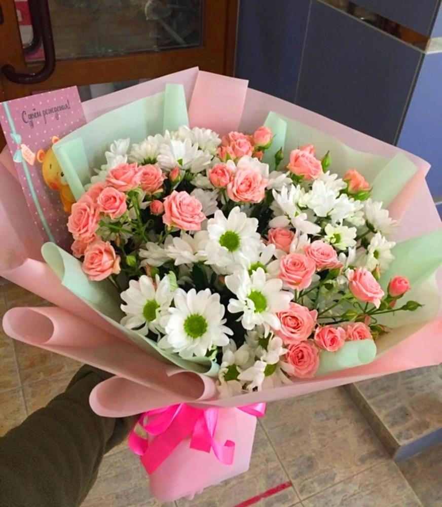 Букет цветов из: Розы и Хризантемы в Каменномостском