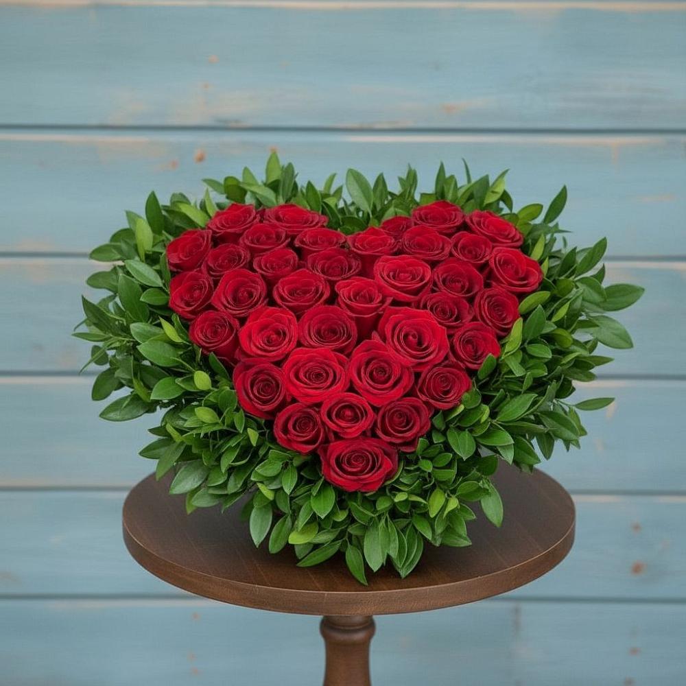 Цветочная композиция из Розы в виде сердца в Каменномостском