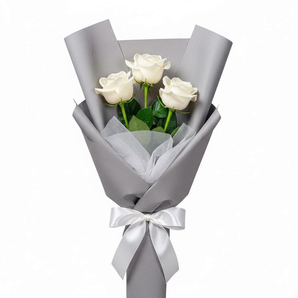 Букет 3 белые розы в Каменномостском