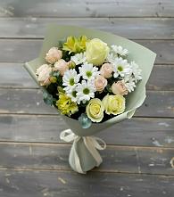 Букет цветов из:  Альстромерии, Розы и Хризантемы #REPLACE_PRED# Каменномостском