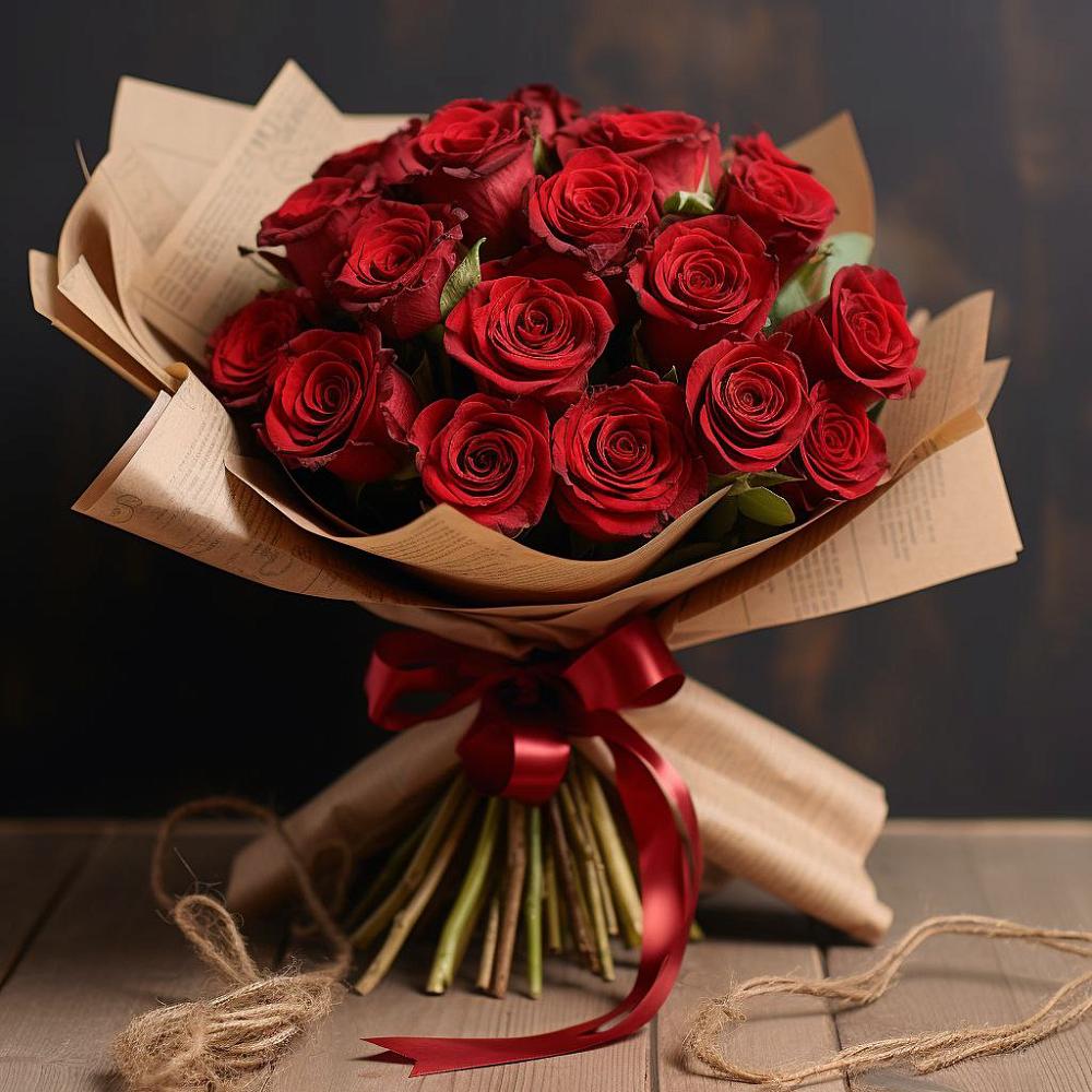 Букет 17 Красных роз Эдлесс Лав в Каменномостском