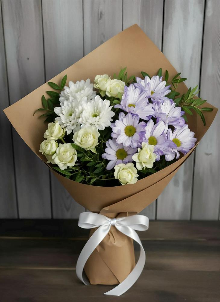 Букет цветов из: Хризантемы и Розы в Каменномостском